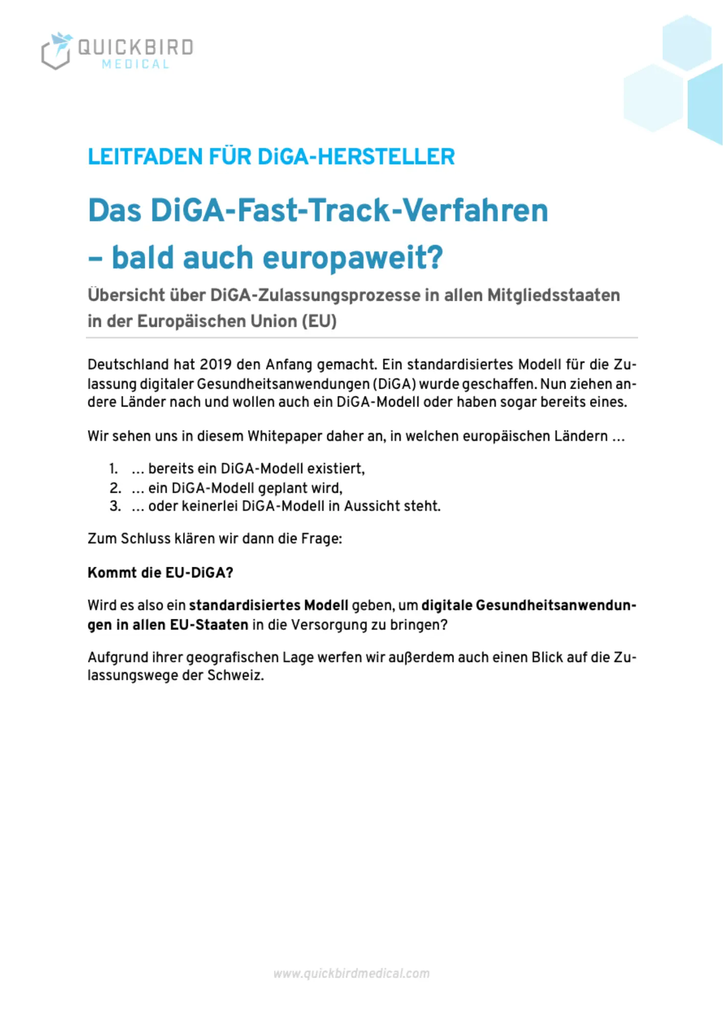 Whitepaper: DiGA in EU - Preview der Seite 1