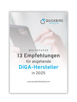 13 Empfehlungen für angehende DiGA-Hersteller - Whitepaper 2025 - Titelbild Mockup