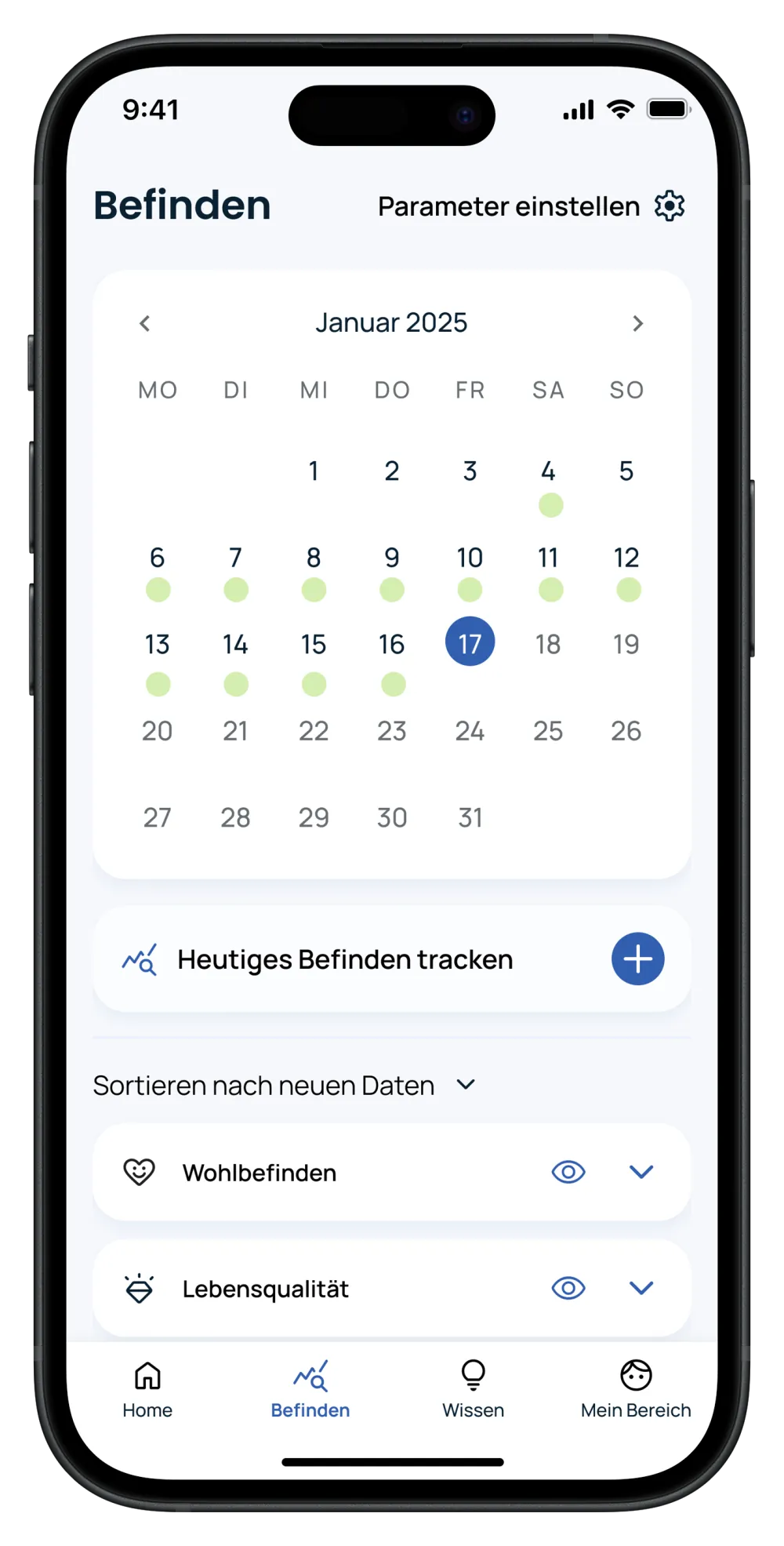 PBC-Begleiter App: Befinden im Kalender dokumentieren PBC-Begleiter App: Befinden im Kalender dokumentieren