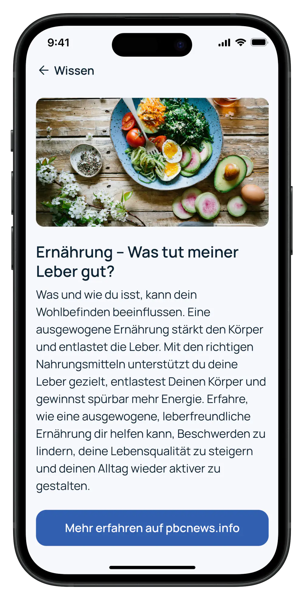 PBC-Begleiter App: Wissensartikel zur Ernährung bei Lebererkrankung PBC-Begleiter App: Wissensartikel zur Ernährung bei Lebererkrankung